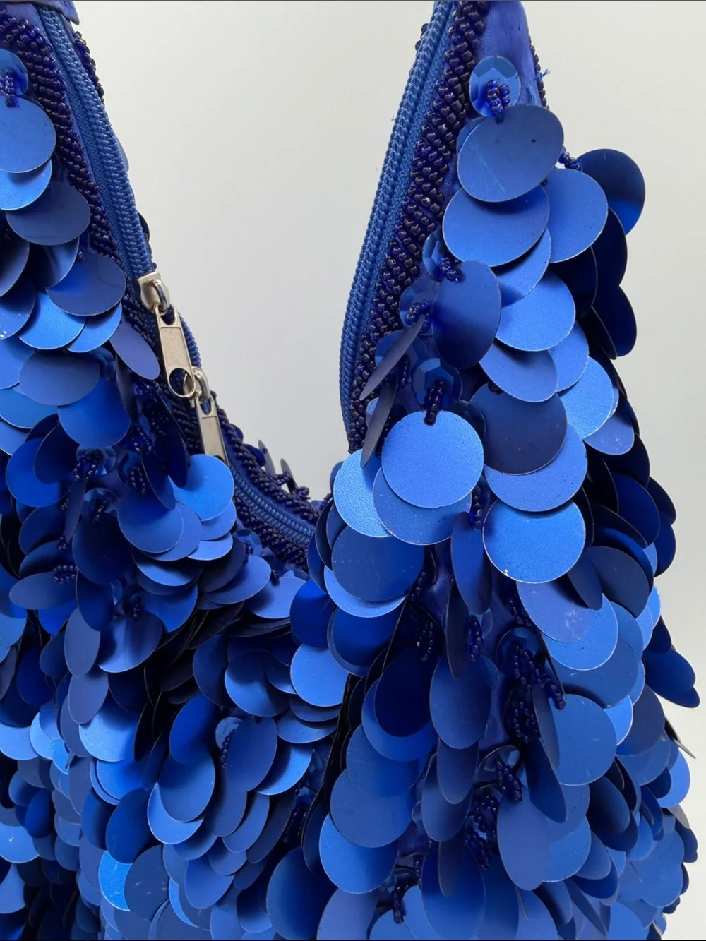Blue Sequin Hobo Bag - Women's Shoulder Bag